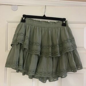 American Eagle Outfitters Sage Green Layered Mini Skirt (Never Worn)